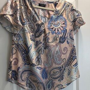 Talbots Paisley Blouse - Blue and light pink with pattern beautiful brand now